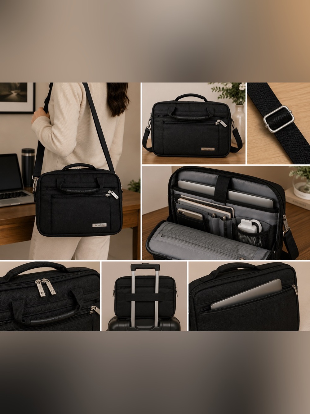 Samsonite Black Travel Shoulder Bag Crossbody Organizer NWOT
